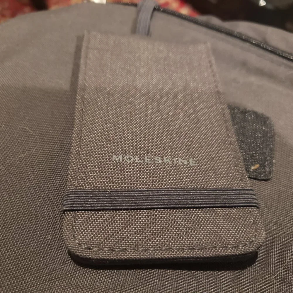 Moleskine Messenger Backpack Computer Bag. Black with Blue and Green Interior